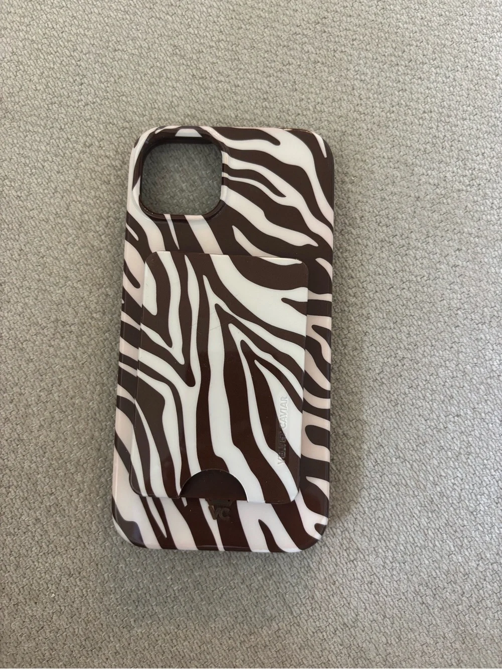 Stylish Brown Zebra Print Phone Case with magnet wallet iPhone 15 Plus